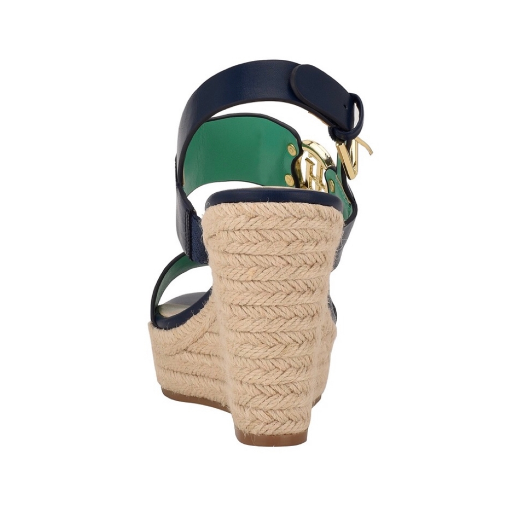 TOMMY HILFIGER Kahdy Navy Blue Espadrille Platform Sandals - Picture 4 of 9